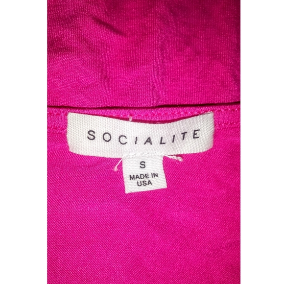 Socialite Tie Front Bright Pink Bodysuit, NWOT - Picture 4 of 5